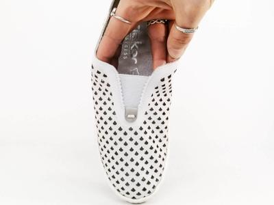 Chaussure femme sans lacet cuir blanc souple et confortable RIEKER N0965 original