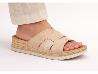 Mule compensée femme chic confortable semelle cuir doré à pas cher MORAN'S accru