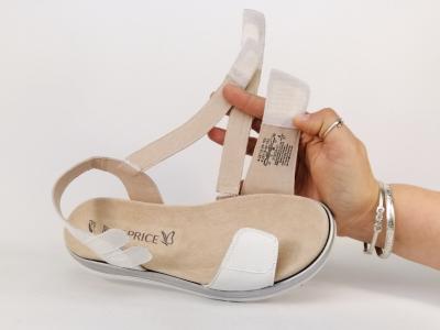 Sandale femme semelle amovible grand confort chic cuir blanc argent CAPRICE 28716 pieds larges