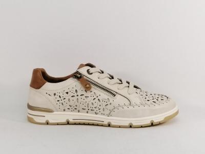 Basket femme chic confortable beige ROMIKA 95R0152001 souple fermeture éclair et lacets