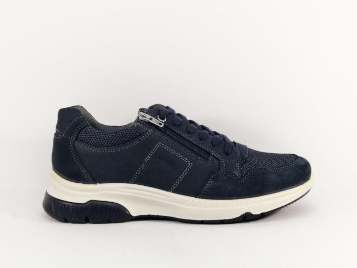 Basket homme confortable zip lacets cuir marine en destockage IMAC ARA 704905