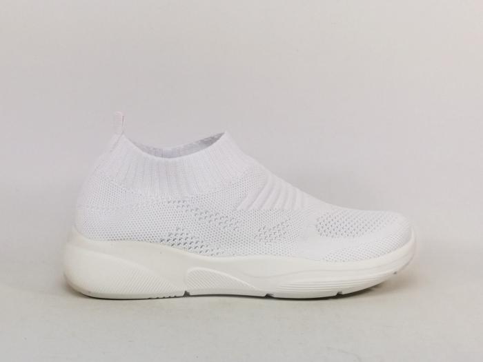 Basket sans lacets femme toile blanche souple et confortable SUREDELLE BG-20 à pas cher