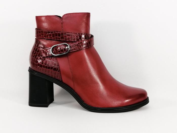 Bottine en cuir rouge TAMARIS 25395 à talon chic et confortable femme