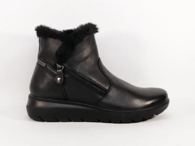 Bottines fourrées femme cuir noir waterproof confortables grand froid destockage IMAC 455870