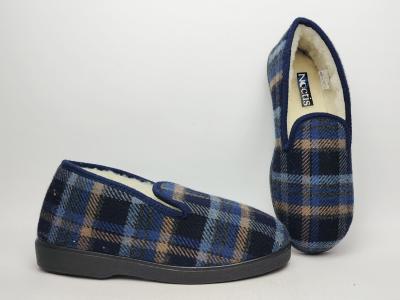 Charentaise homme chausson fourré en laine NOCTIS Bonsoir à pas cher marine à carreaux