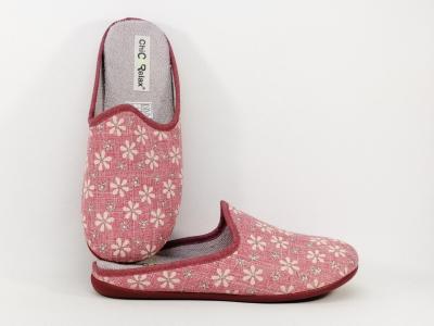 Chausson mule t femme CHIC & RELAX Bocart confortable rose fleuris