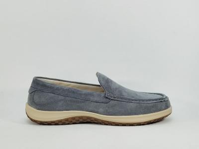 Mocassins cuir homme très souples confortables gris bleu MORAN'S varopi