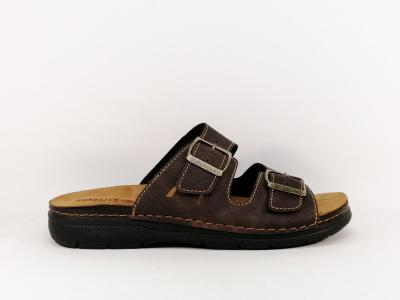Mule homme confortable marron semelle cuir amovible à pas cher ROADSIGN izo