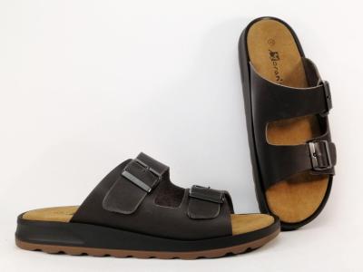 Mule homme cuir grand confort MORAN'S plus t moro marron  pas cher