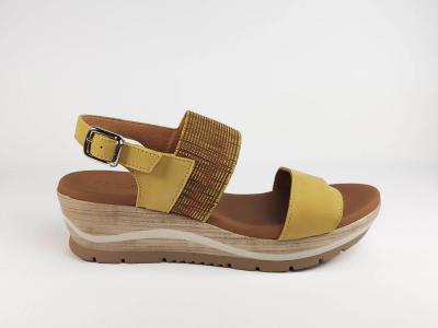 Nu-pied compensé tout cuir jaune moutarde PAULA URBAN 1-151 femme