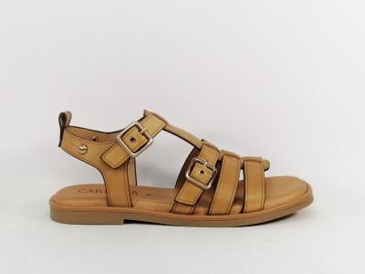 Sandale femme gladiateur spartiate cuir camel chic confortable destockage CARMELA 161398 à pas cher
