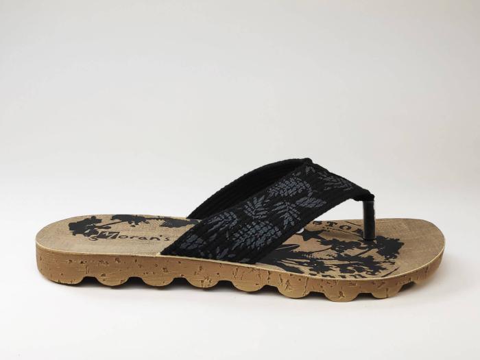 Tong MORAN’S Mareto noir confort en toile mixte en destockage à pas cher