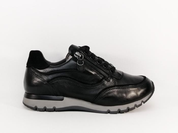 Sneakers confortable en cuir noir CAPRICE 23750 grande largeur H femme