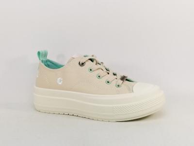Basket femme originale toile beige tendance confortable destockage REFRESH 172562 pas cher
