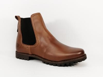 Bottine plate en cuir souple camel destockage DOCKERS 47DY204 fourre femme