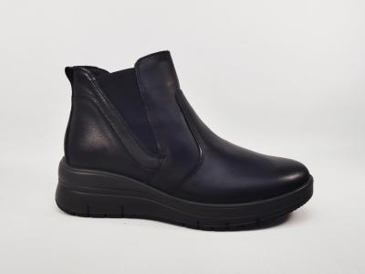 Bottines femme confortables cuir noir pieds sensibles destockage IMAC 856190 compensées