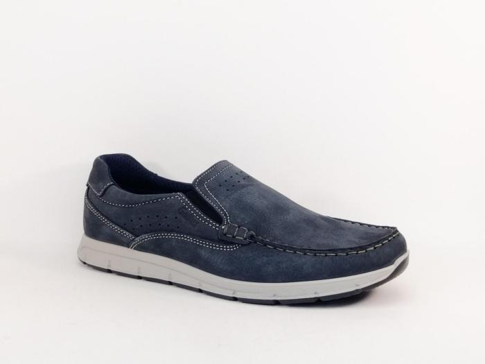 Chaussures homme sans lacets cuir bleu souple confortable destockage IMAC GALLUS lars