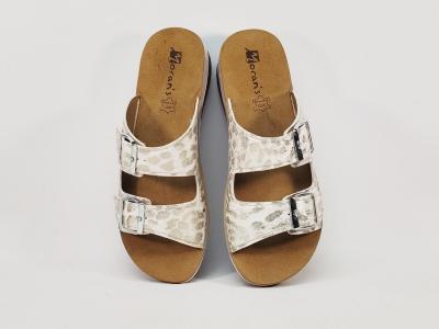 Claquette femme confortable semelle cuir tendance MORAN'S drure blanc compensé à pas cher