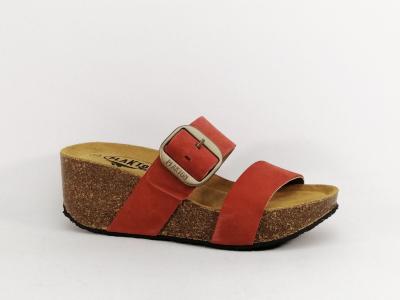 Mule compensée femme confortable cuir terracota PLAKTON so rock fabrication Espagne