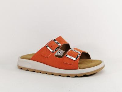 Mule femme confort orange originale semelle cuir MORAN'S pamie à pas cher