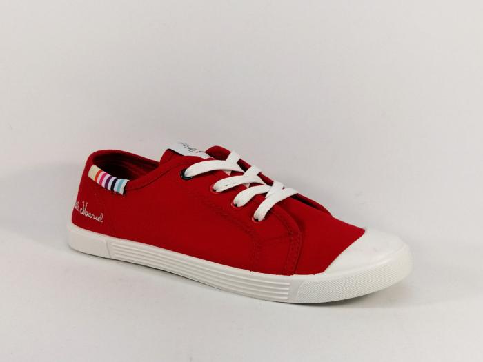 Tennis en toile rouge à pas cher LITTLE MARCEL en destockage marcial femme