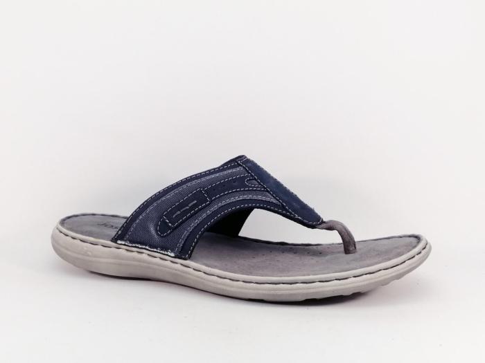Tong grande pointure homme confortable destockage JOSEF SEIBEL vincent 12 bleu cuir