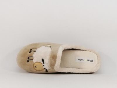 Chausson mule motif mouton original et confortable CHIC & RELAX retina beige femme