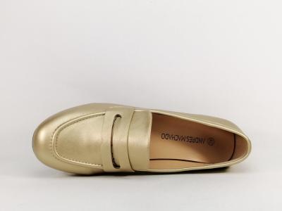 Mocassin grande taille femme or chic à pas cher destockage ANDRES MACHADO AM6009