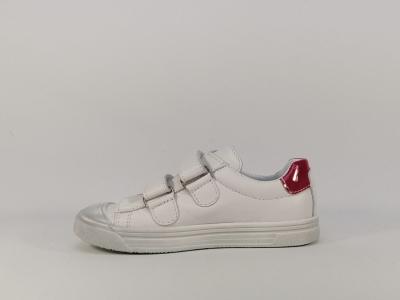 Basket fille en cuir blanc à velcro Destockage BOPY Starmavel