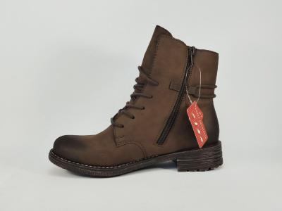Bottine marron femme tendance confortable RIEKER 79442 souple, lacets et zip