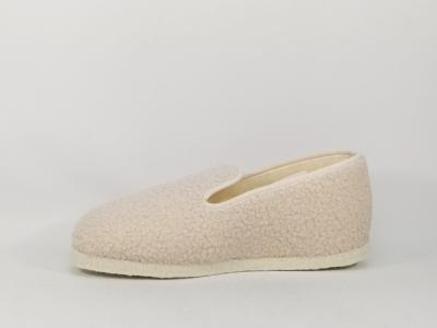 Charentaise femme made in France semelle feutre confort fourrée laine BOSSI charente blanc cassé
