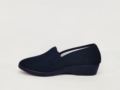 Chaussure femme pieds sensibles toile légère nid d'abeille souple marine SOCA 0620 compensé