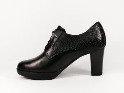 Derby chic à talon destockage TAMARIS 23309 en cuir noir