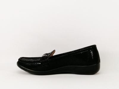 Mocassin noir femme semelle cuir à pas cher SWEET'R cepano