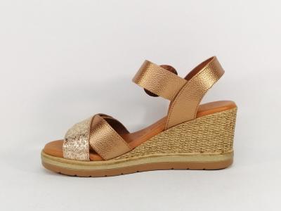 Sandale compensée femme chic et confortable cuir cuivre souple JORDANA 4529