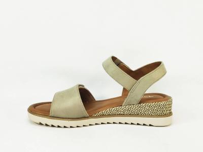 Sandale femme TAMARIS 28118 chic et confort compensée vert sauge à scratch - VEGAN