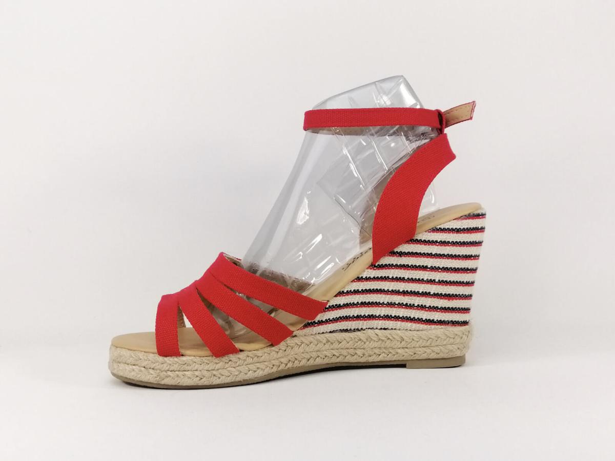 sandales compensées rouge femme