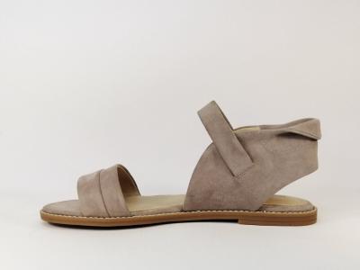 Sandale cuir gris beige grande pointure femme destockage HUSH PUPPIES Abia