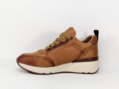 Sneakers compensée cuir camel destockage CARMELA 68039 femme à pas cher