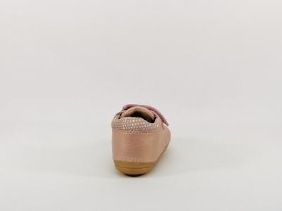 Chaussure premiers pas fille bébé cuir souple rose destockage ASTER kimousi