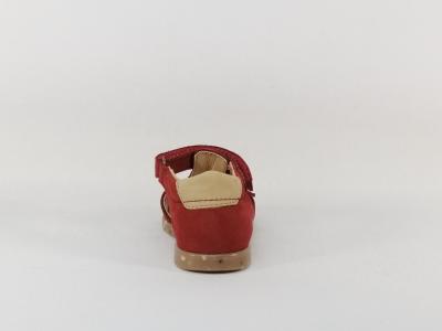 Nu pied bebe garçon cuir rouge destockage BOPY rafin avec scratch