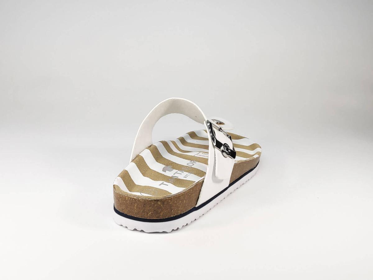 Tong femme en blanc vernis semelle cuir TOM TAILOR I Pointure Plus