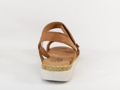 Sandale femme cuir camel scratch confortable et chic EDIANE 6072 fabrication Portugal