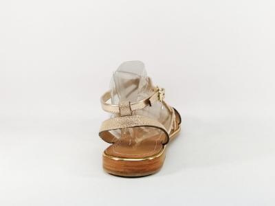 Sandale plate femme destockage TROPEZIENNES hirondel cuir or irisé à pas cher