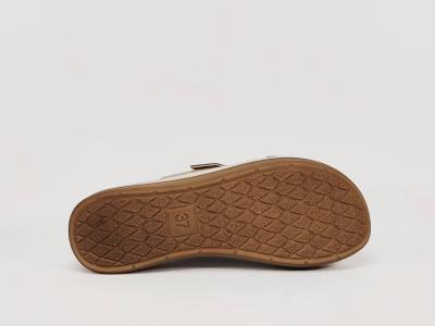 Claquette femme confortable semelle cuir tendance MORAN'S drure beige compensée à pas cher
