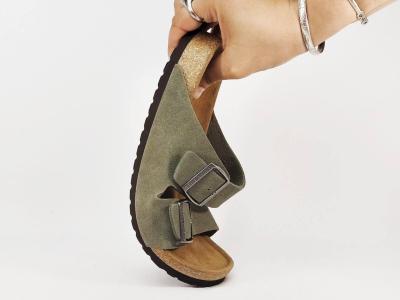 Claquette homme cuir kaki confortable tendance à pas cher TERRE DE MARINS bartino