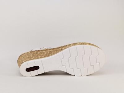 Sandale blanche compensée très confortable RIEKER 61916 pour femme