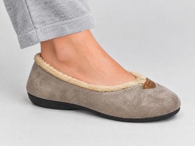 Chausson ballerine femme à pas cher tendance velours taupe NOCTIS bodega