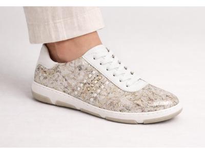 Chaussure pieds larges femme chic et confortable RIEKER 42408 cuir fleuris extra wide