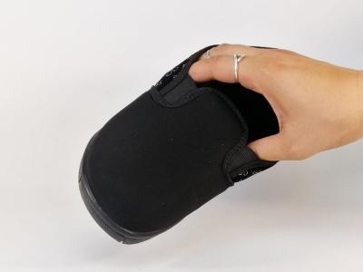 Mocassin femme pieds sensibles et larges en toile souple noir confortable BOISSY 6291